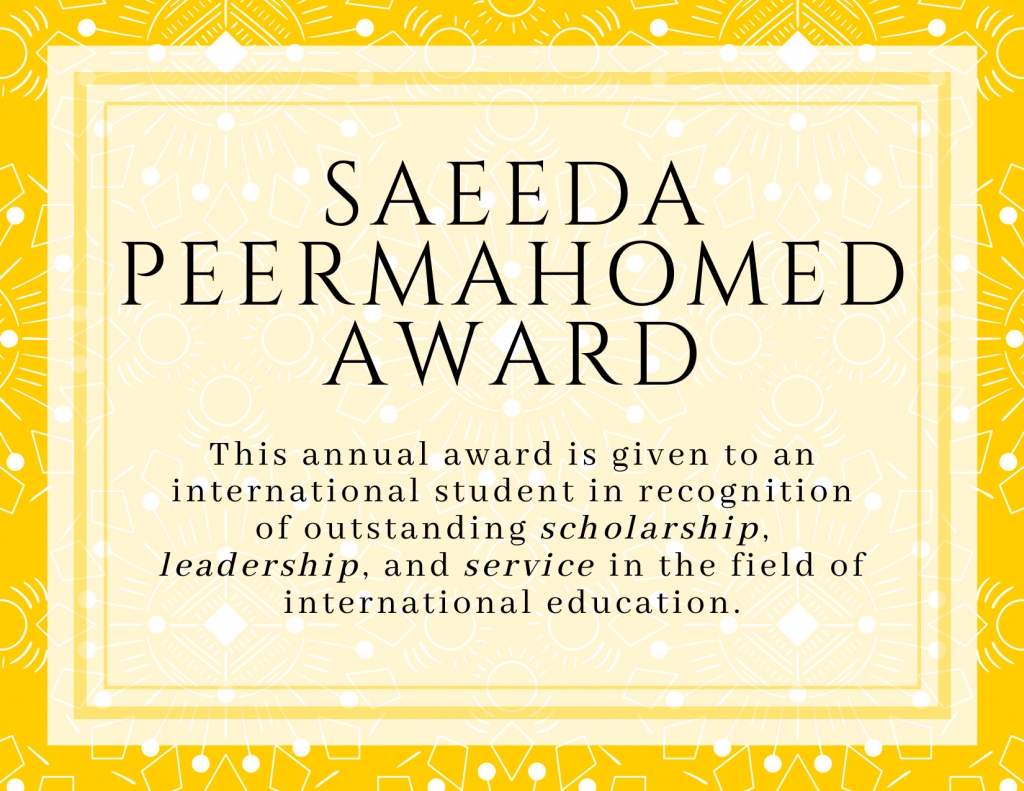 Saeeda Peermahomed Award Information